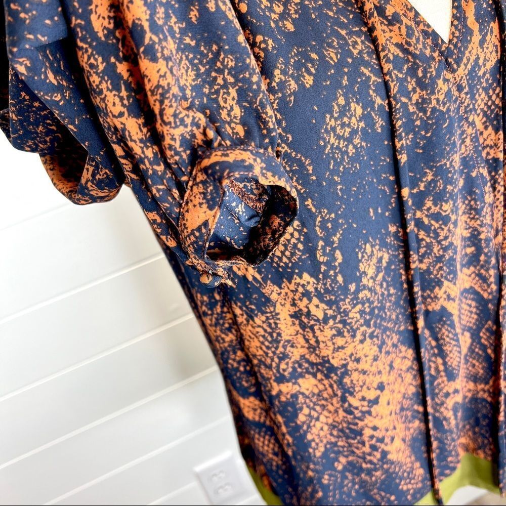 Cabi Navy Rustsnake Print Border Wrap Blouse Top … - image 8